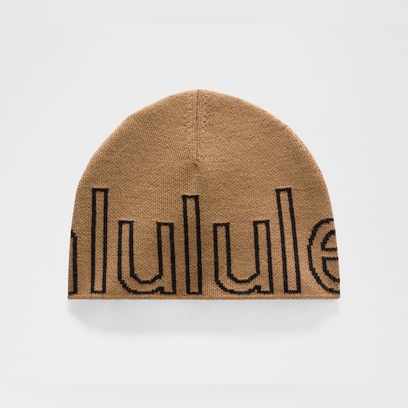 lululemon athletica Accessories - Lululemon Merino Wool Wordmark Beanie Camel Black